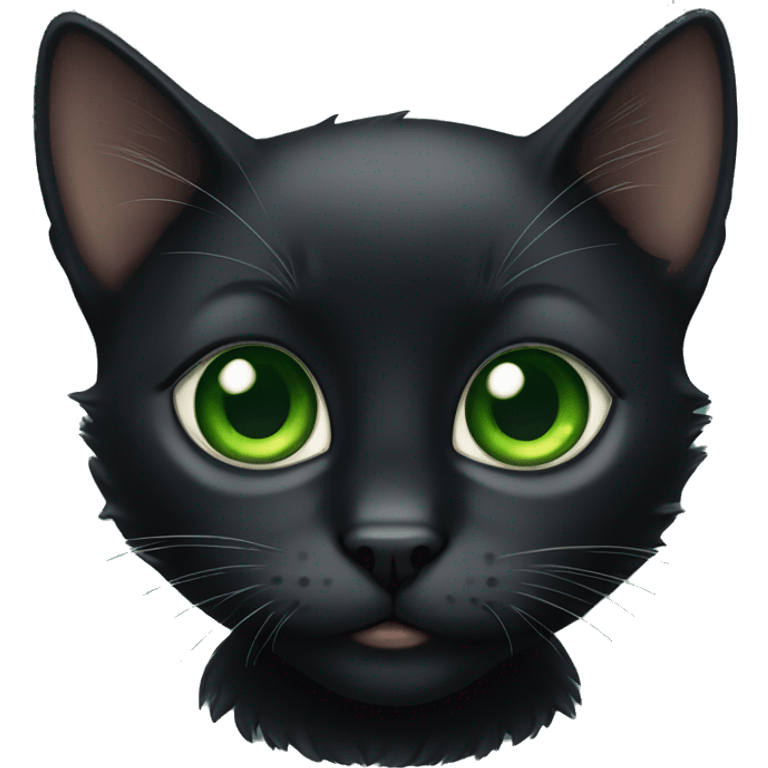 Black kitten with green eyes emoji