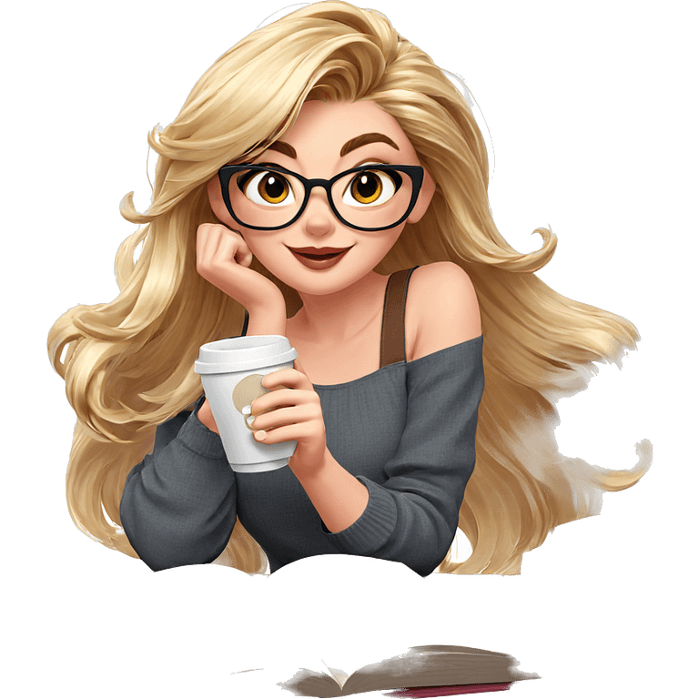 smiling girl with coffee cup emoji