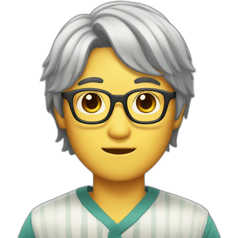 korean guy with curtains hair and glasses emoji