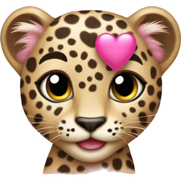 Baby leopard holding a pink heart  emoji