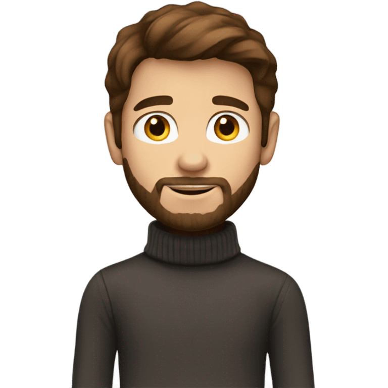 Boy developer with brown hair and beard in turtleneck sweater emoji