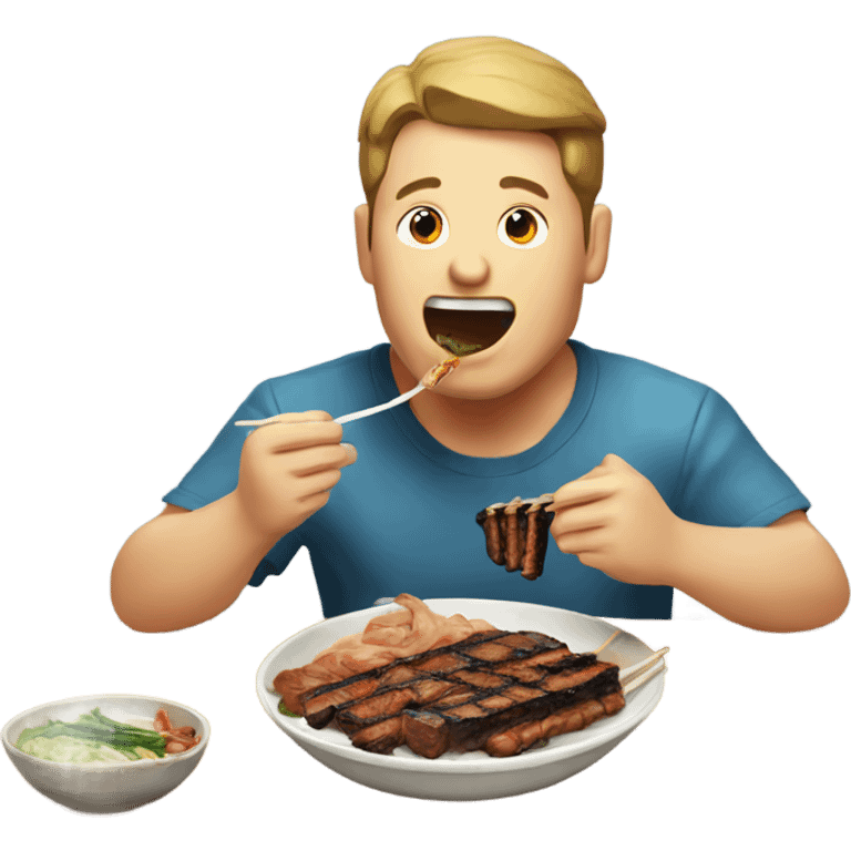 man eating korean bbq emoji