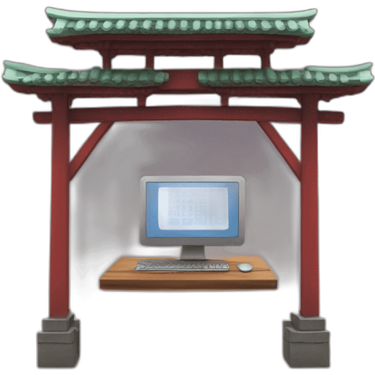 tori gate with small computer inside emoji