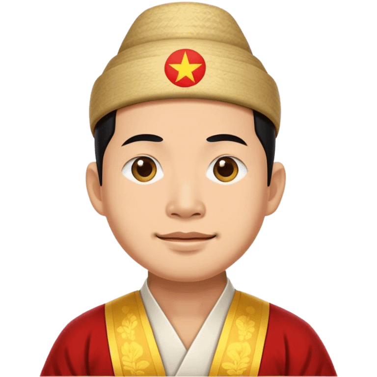 Cinematic Realistic Ho Chi Minh Portrait Emoji, depicted as a determined revolutionary leader in traditional attire with a humble expression, rendered with lifelike textures and soft natural lighting that captures his enduring legacy. emoji