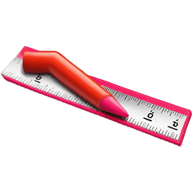 a metric ruler with a kiss lipstick mark on it emoji