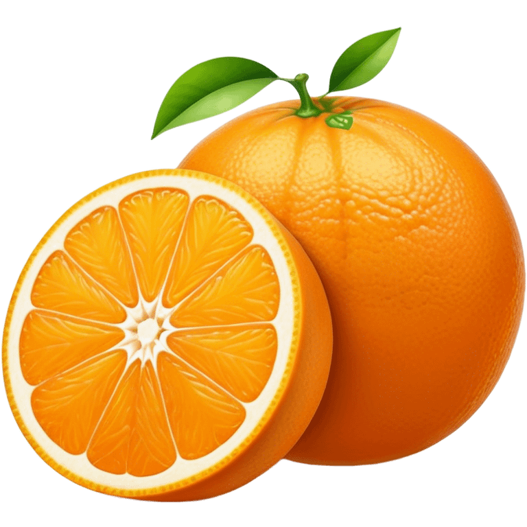 Cinematic juicy orange, sliced open to reveal glistening, bright citrus flesh, soft golden highlights, fresh and refreshing, natural and vibrant. emoji