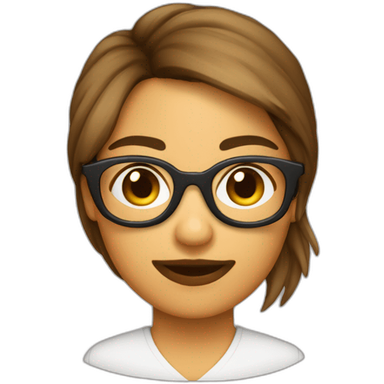 Chica pelo corto liso y marrón con gafas emoji