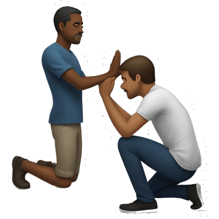 man kneeling down in front of other man emoji