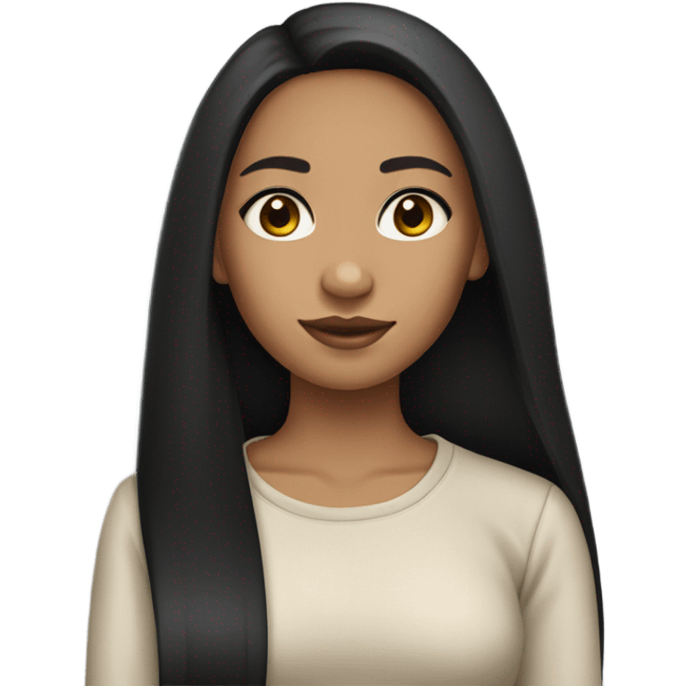 Lightskin girl with long black straight hair  emoji