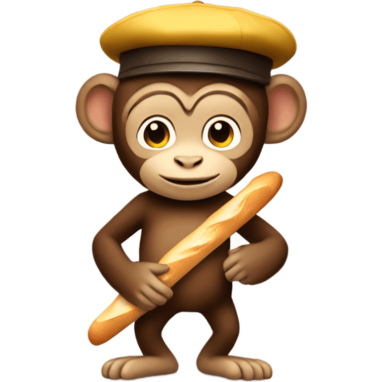 Monkey with a beret and baguette emoji