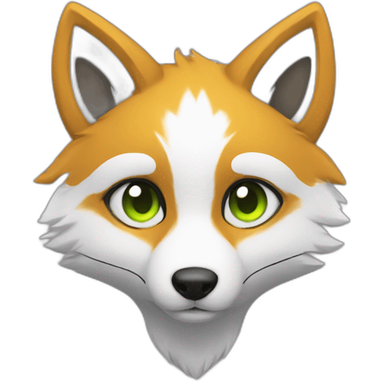 purple white yellow fox furry green eyes emoji