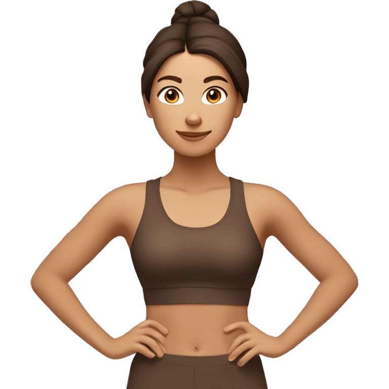 brunette yoga girl brown clothes emoji