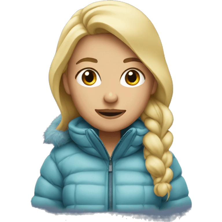 blonde girl in a winter down jacket emoji