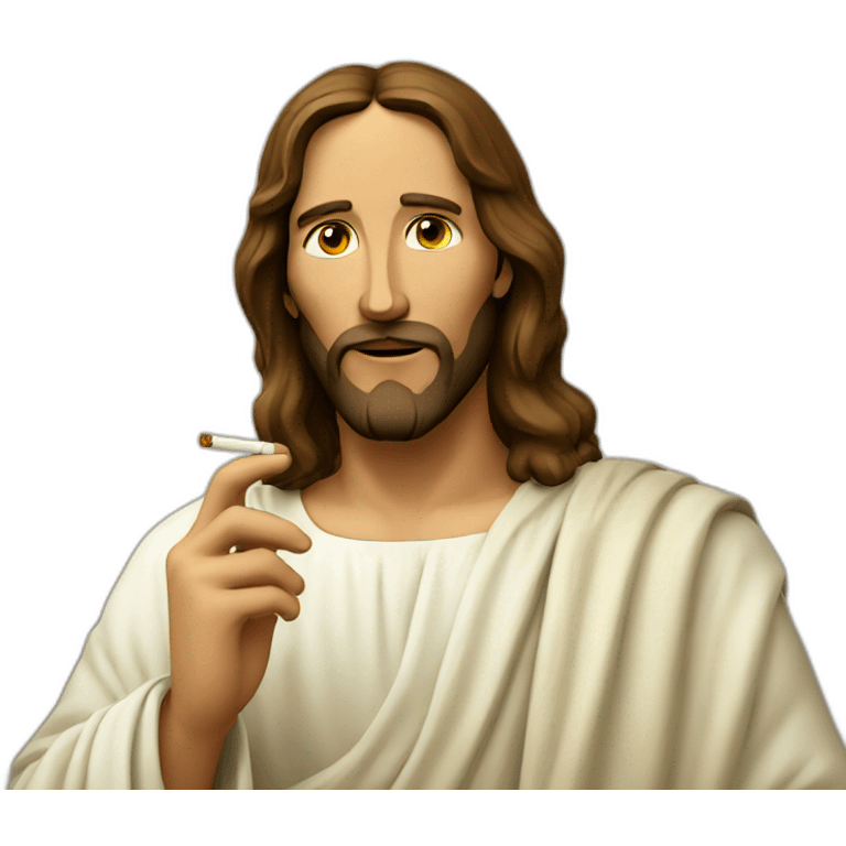 Face of Jesus with a cigarette emoji