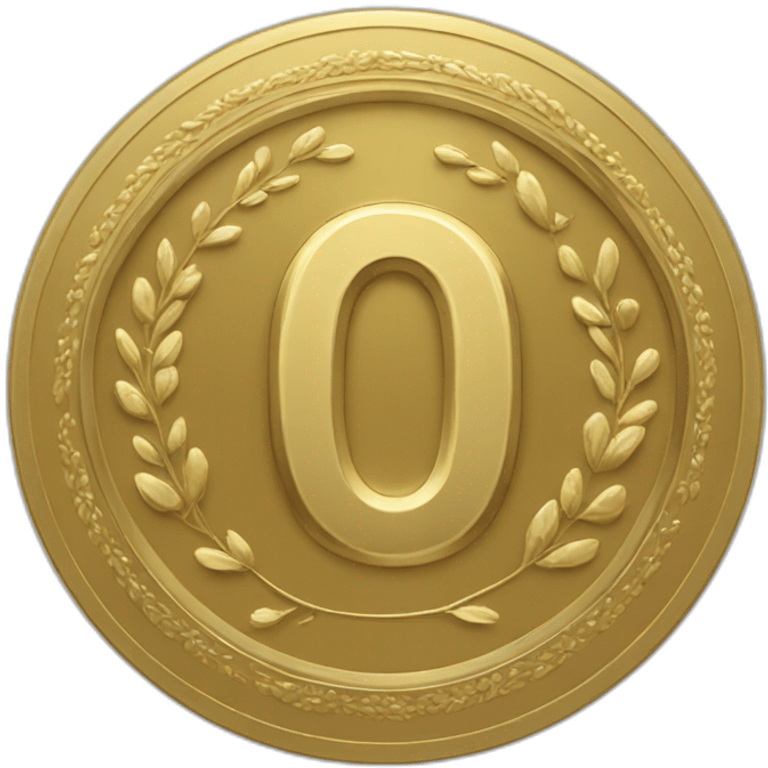 gold super curved coin with large "0" label in center and laurel emoji