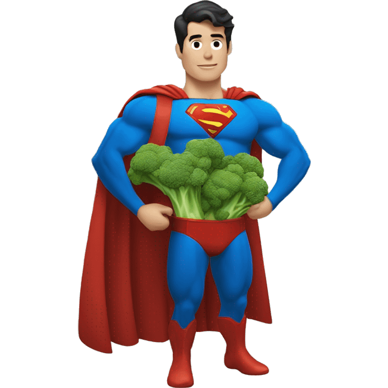 Superman with bucket of the broccoli  emoji