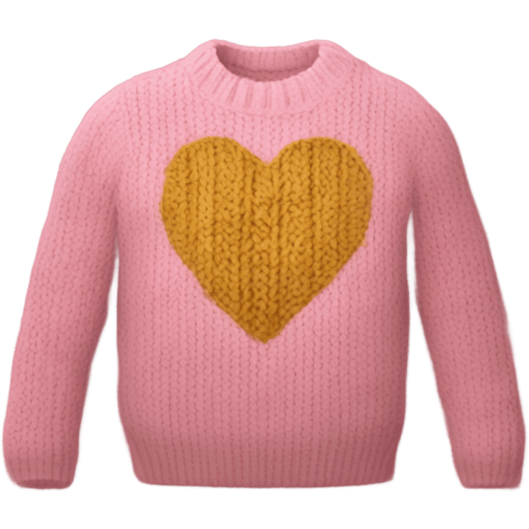 Knit pink sweater with golden heart design emoji