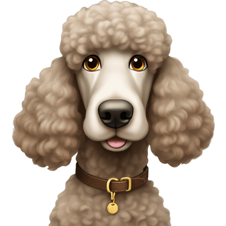 big standard poodle with brown collar emoji