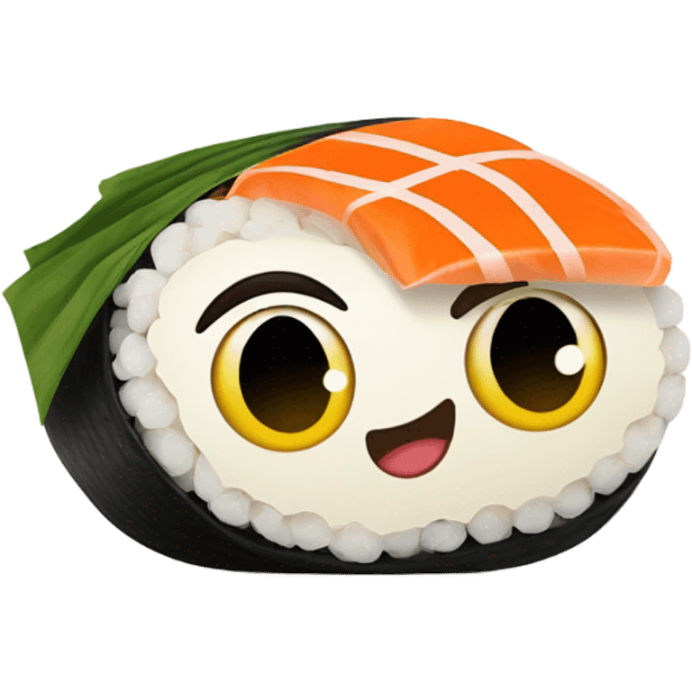 A sushi roll that has a face on it   emoji