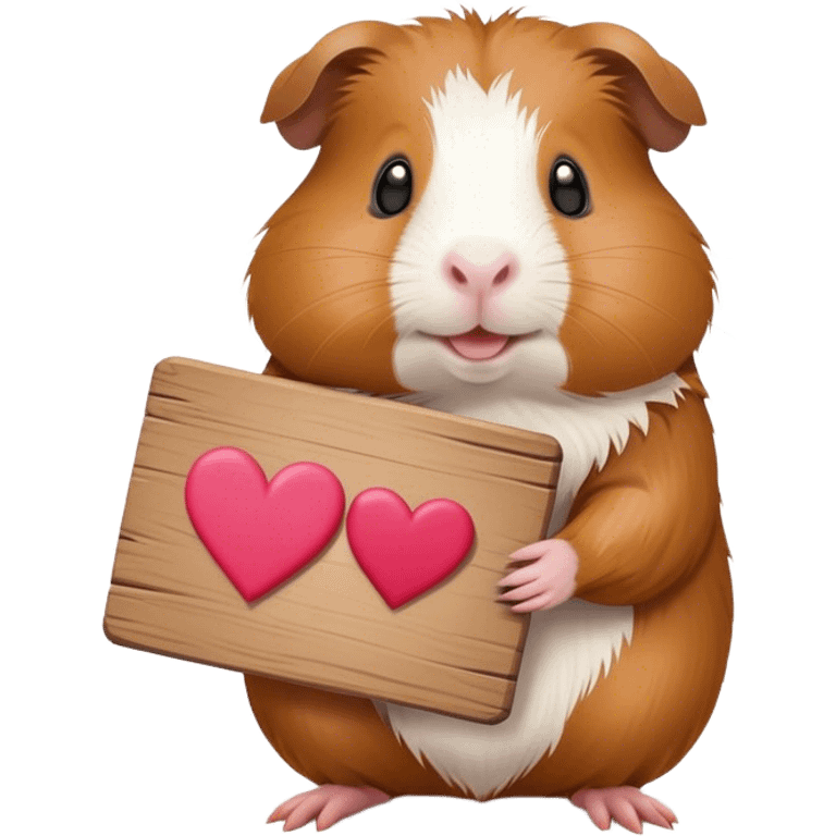 Guinea pig holding a sign that says happy Valentine’s Day emoji