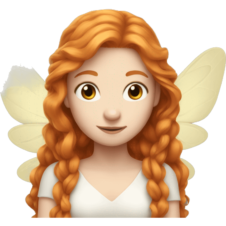 a white skin fairy, long ginger hair and wings emoji