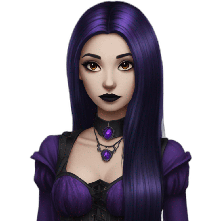 Raven Queen gothic girl long dark black and purple hair emoji