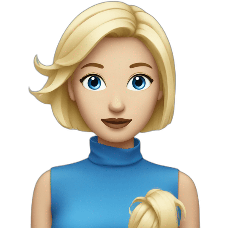 blondie woman face with blue eyes short hair emoji