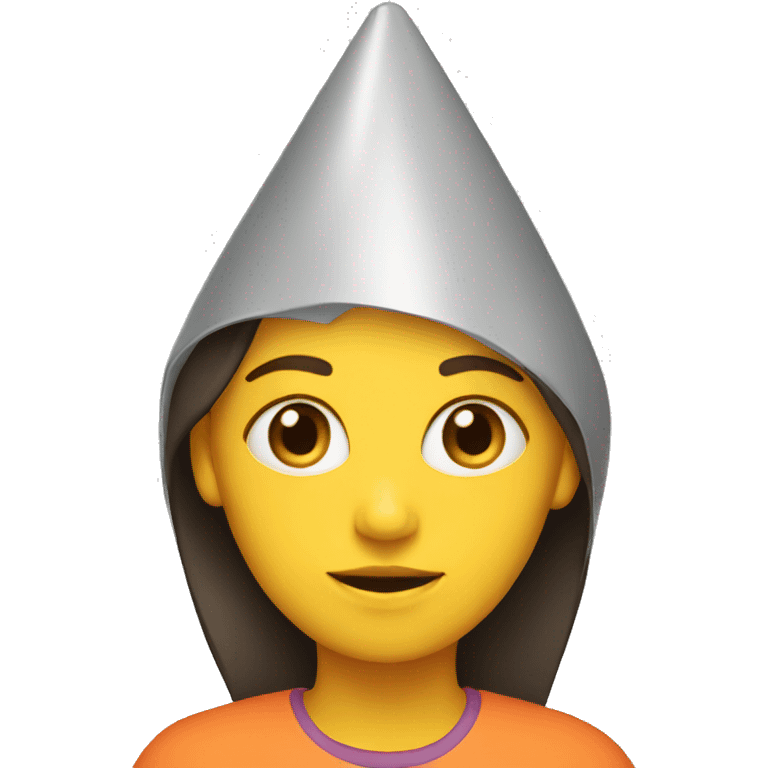 A girl with cone head emoji