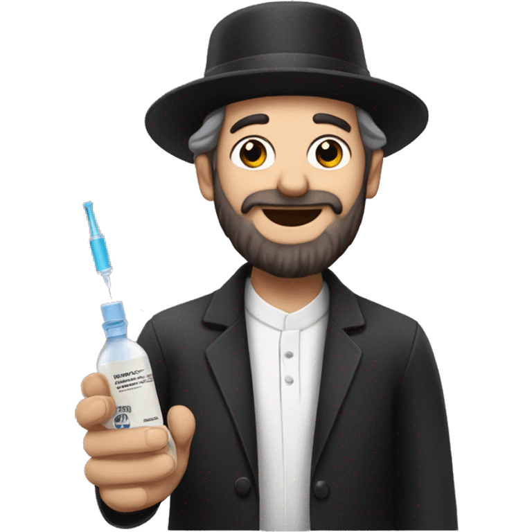 Orthodox Jew giving himself vaccine shot emoji