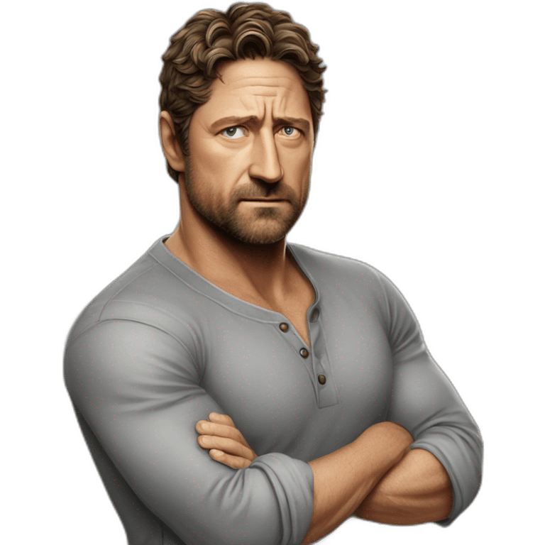 actor gerard butler serious cartoon wearing henley emoji