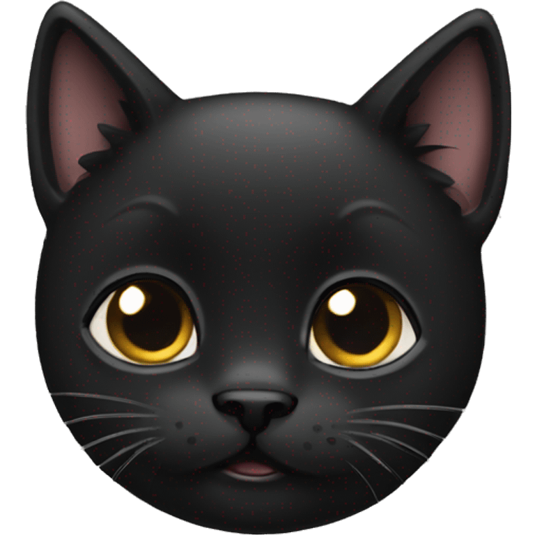 a cute all black kitten with an anxious face emoji