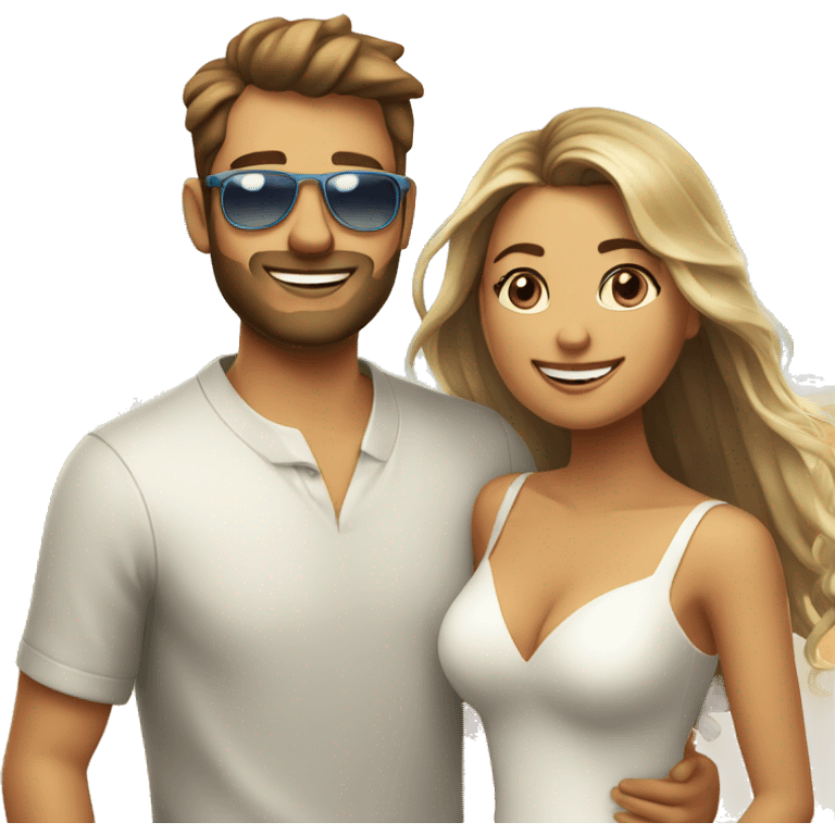 Novio y novia en playa  emoji