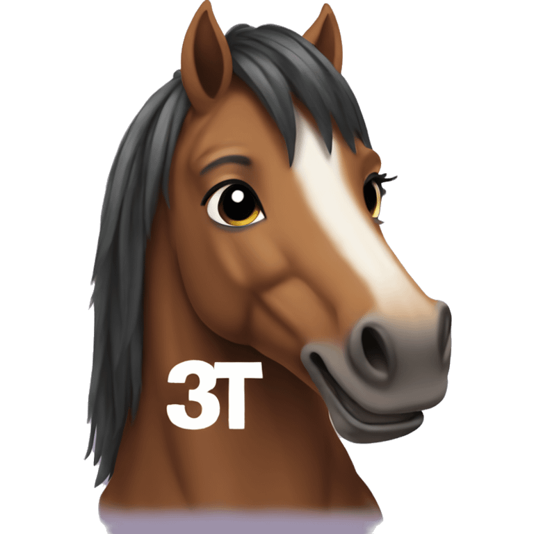 An emoji-style horse with the text '3T' next to it. emoji