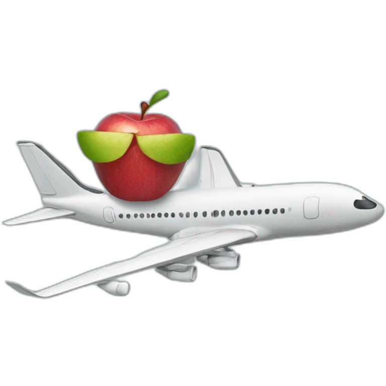 A plane eating an apple emoji