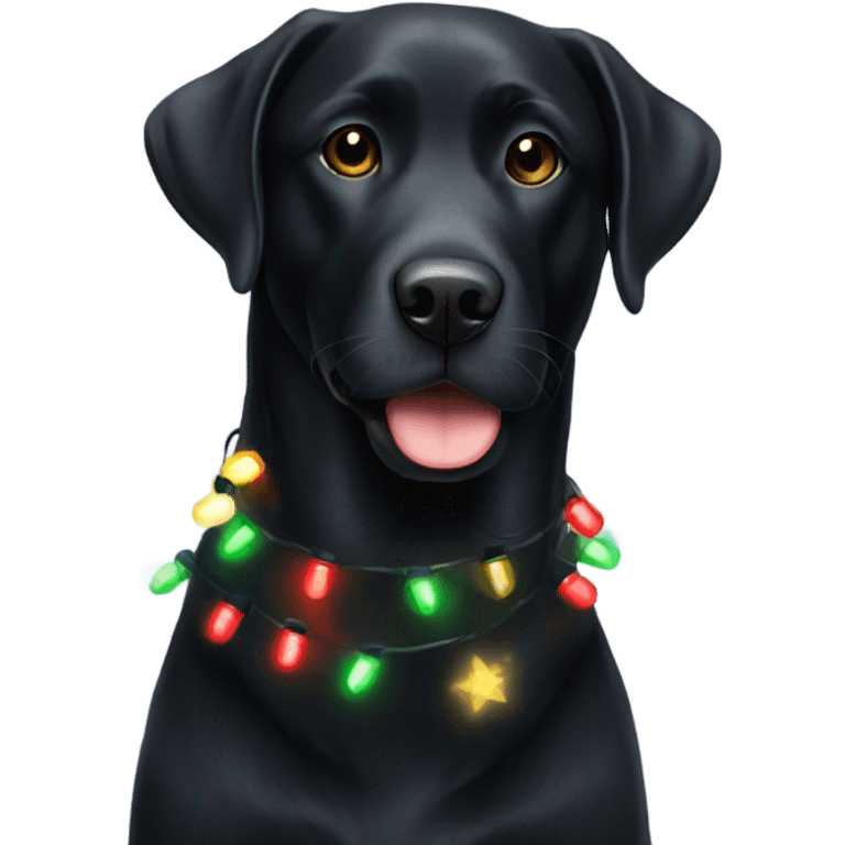 Black lab with Christmas lights emoji