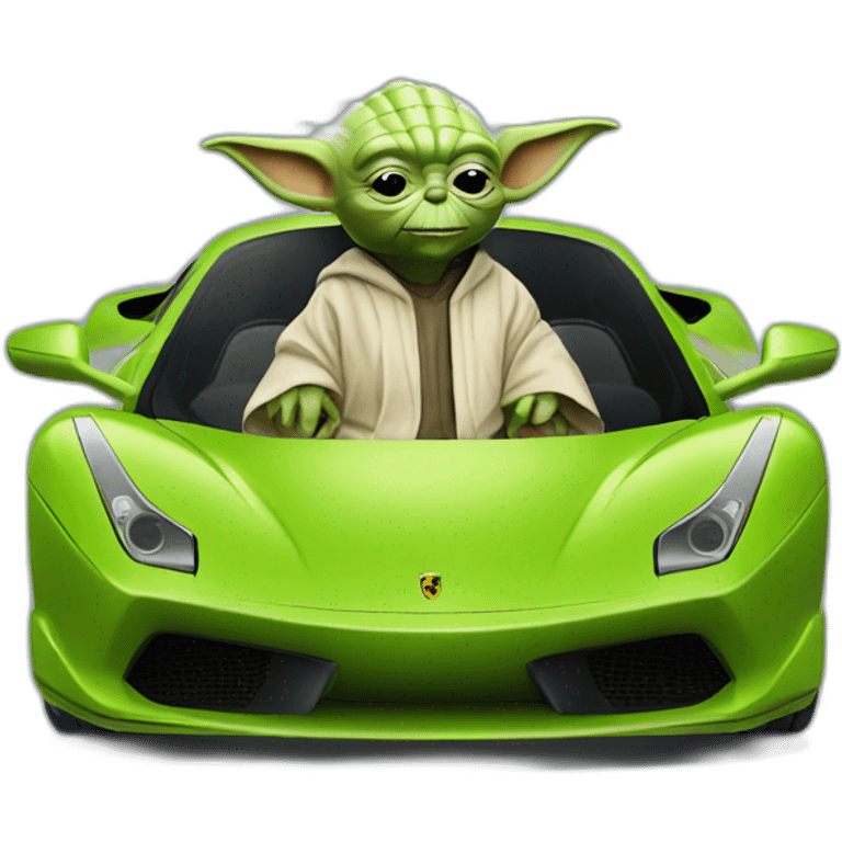 Yoda in a Ferrari emoji