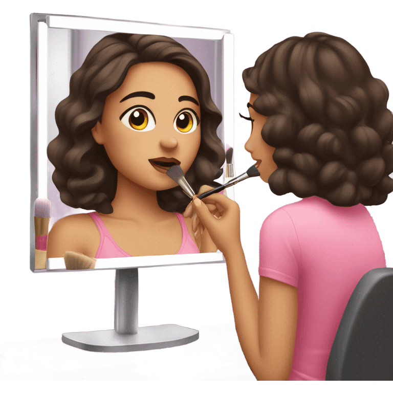 brunette girl applying makeup emoji