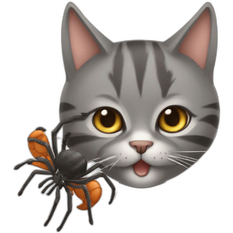 A cat eating a spider emoji