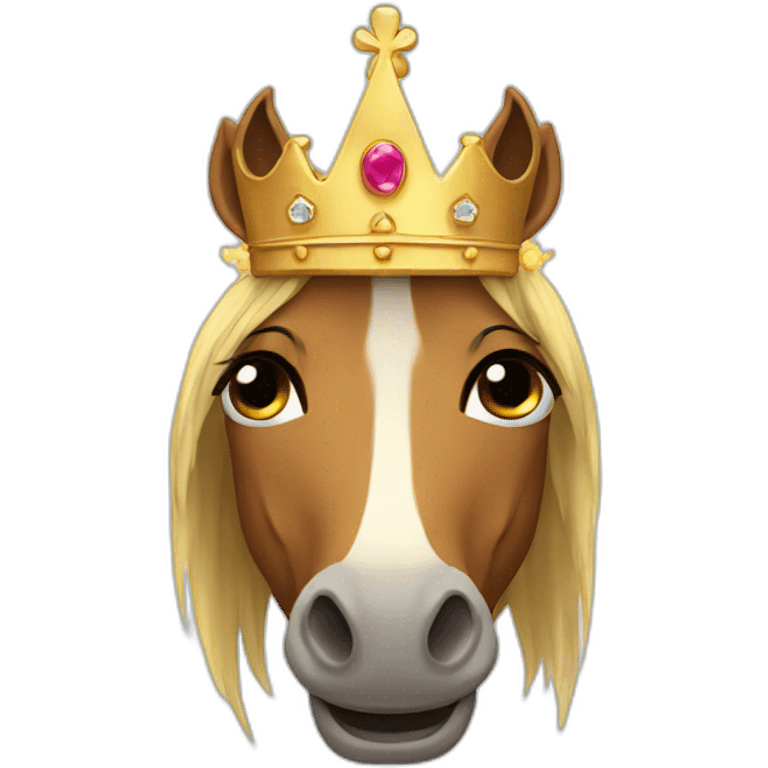 crying horse with a crown emoji