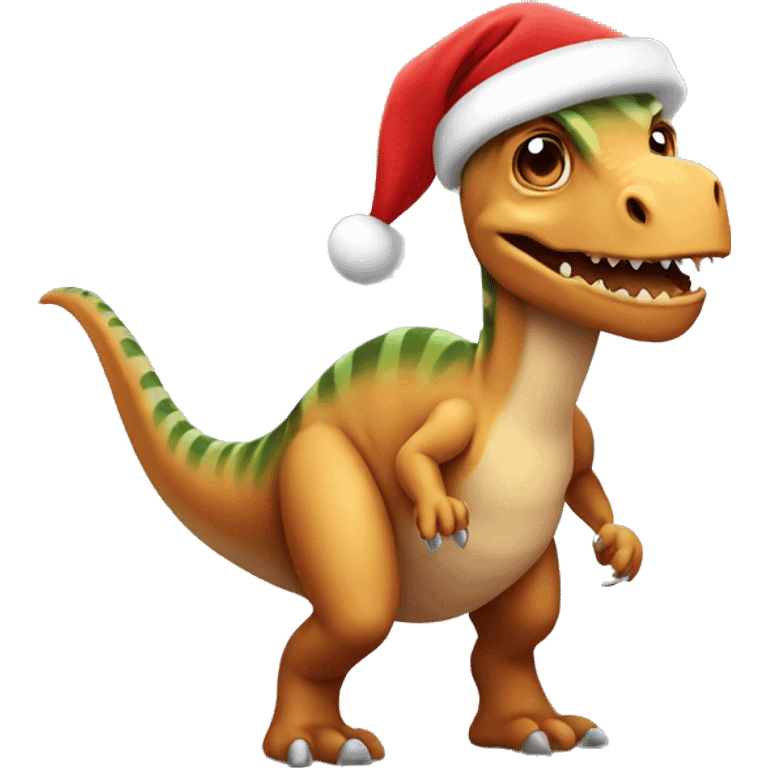 A dinosaur with a Santa hat  emoji