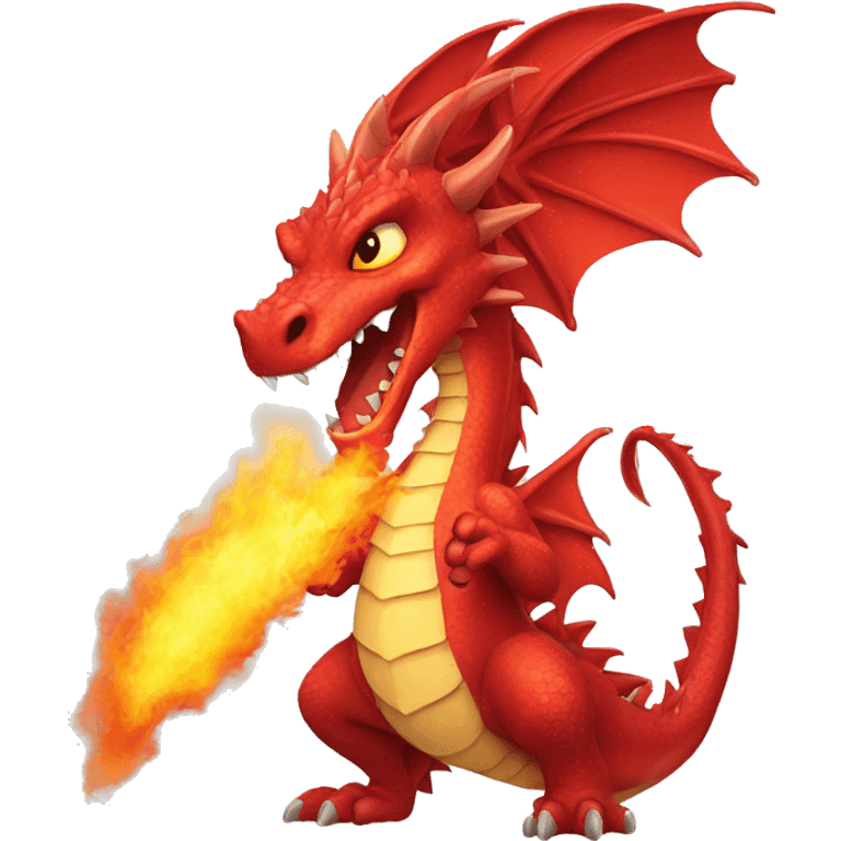 red ferocious dragon breathing fire emoji