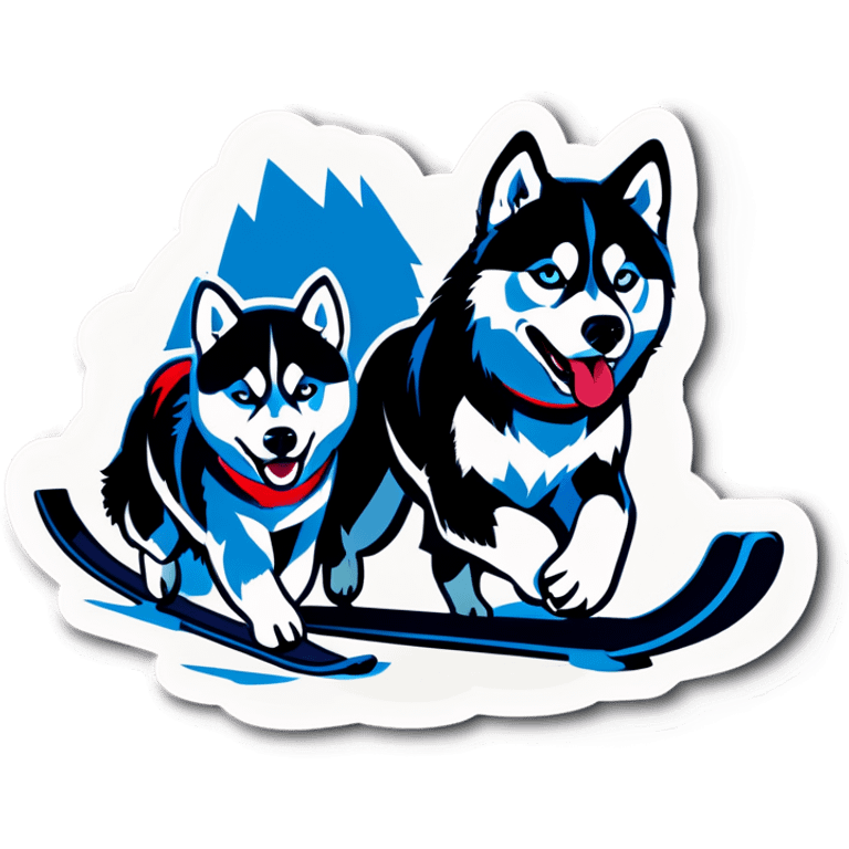 Team of Siberians huskies pulling sled emoji