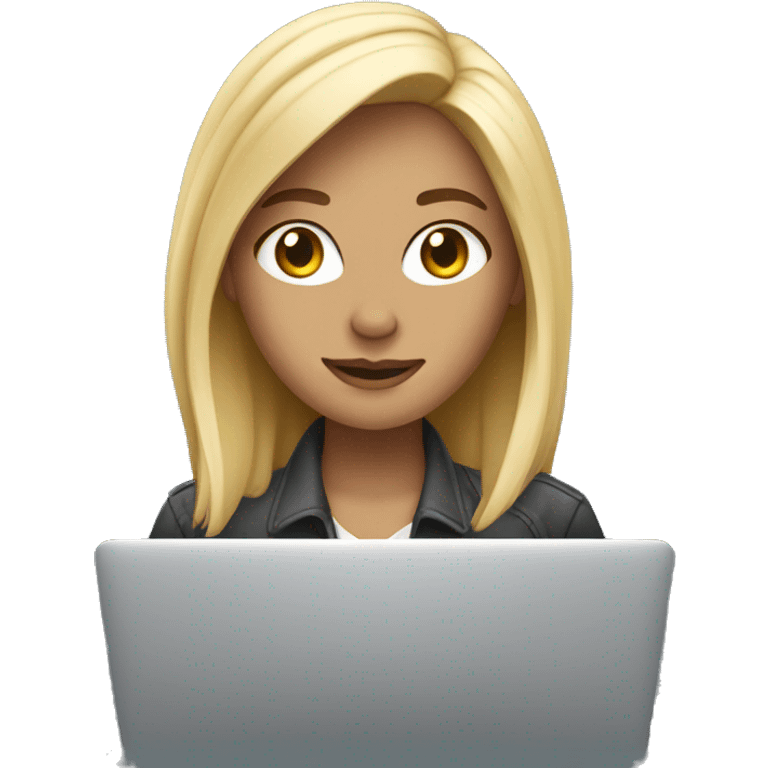 blonde female software engineer using Macbook emoji