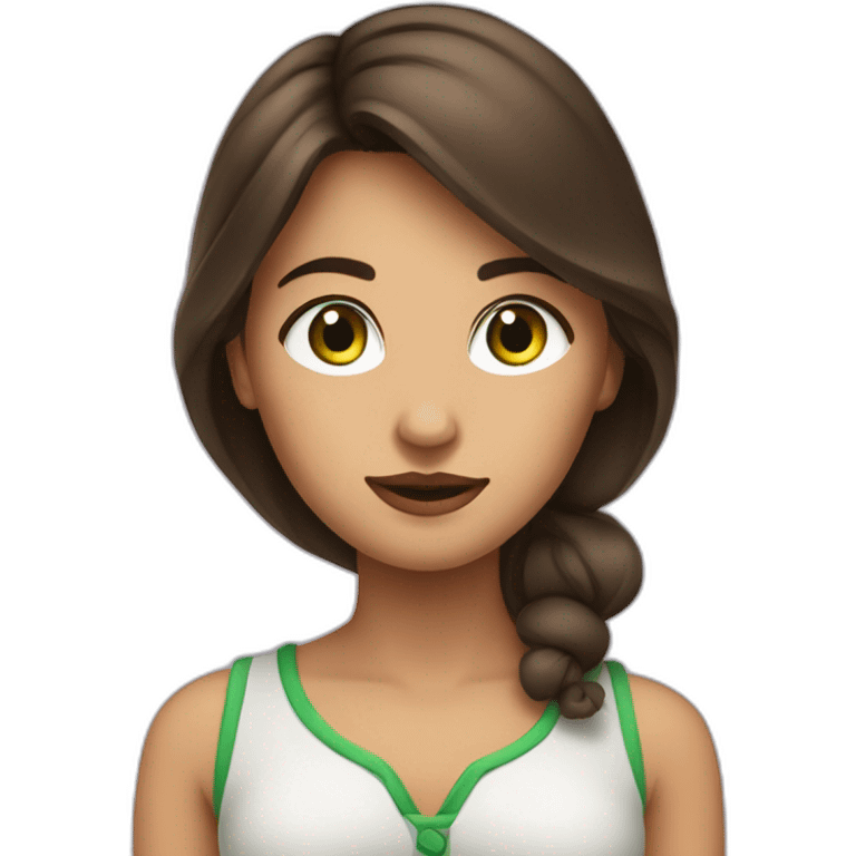 femme séduisante brune aux yeux verts emoji