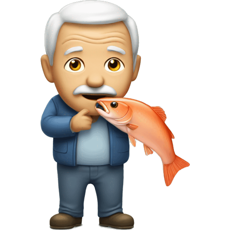 salmon with old guy emoji