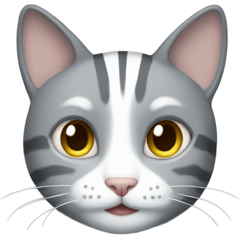 Grey/Gray cat with white stripes  emoji