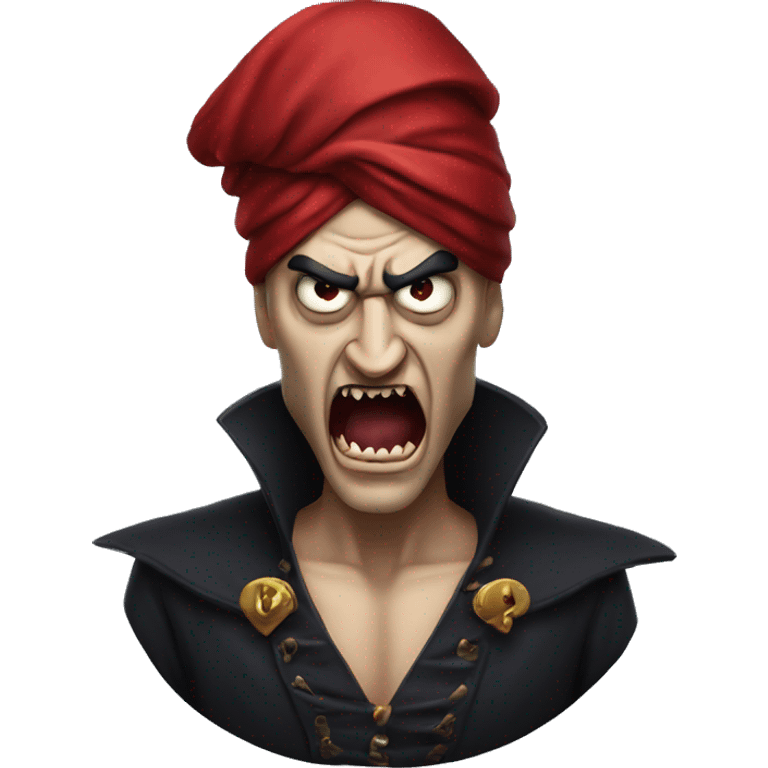 Angry vampire with turban and fangs emoji