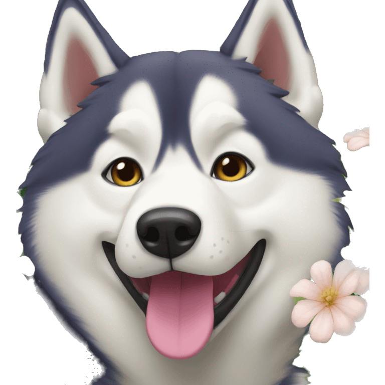 husky in garden emoji