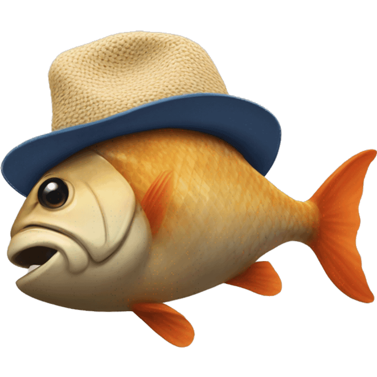 a fish wearing a hat emoji