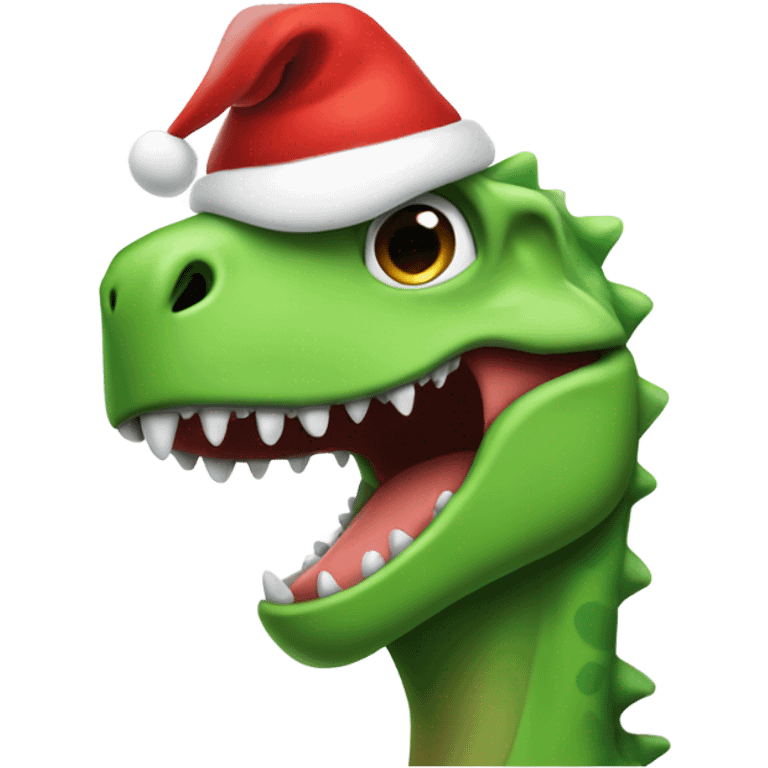 Dinosaur smile Santa hat flipping off emoji